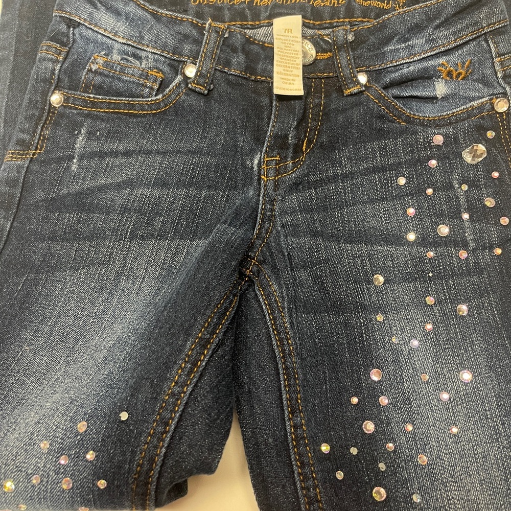 Women's Blue Jeans with Rhinestone Accents